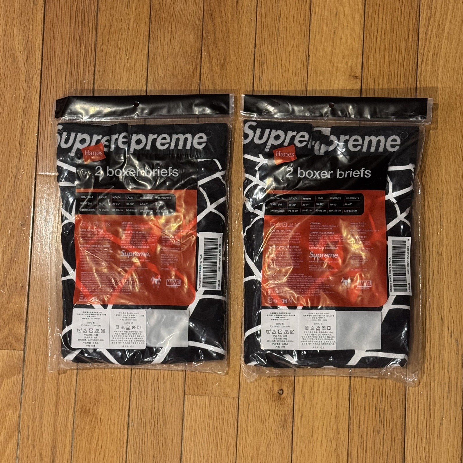Supreme x Hanes Spider-Man Boxer Briefs – 4 Pack (2 x 2 Packs) – Medium, Black image 3