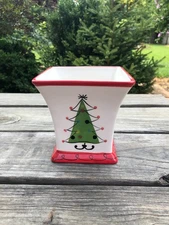 Vintage FTD Ceramic Floral Container Pot Vase Planter Christmas Tree Design