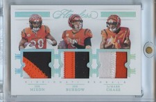 Joe Burrow / Ja'Marr Chase / Mixon 2021 Flawless Triple Patch RC Bengals 9/20