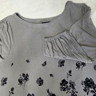 J. Jill Wearever Collection Womens 3X Gray Floral Jersey Tunic Top Boho Comfy