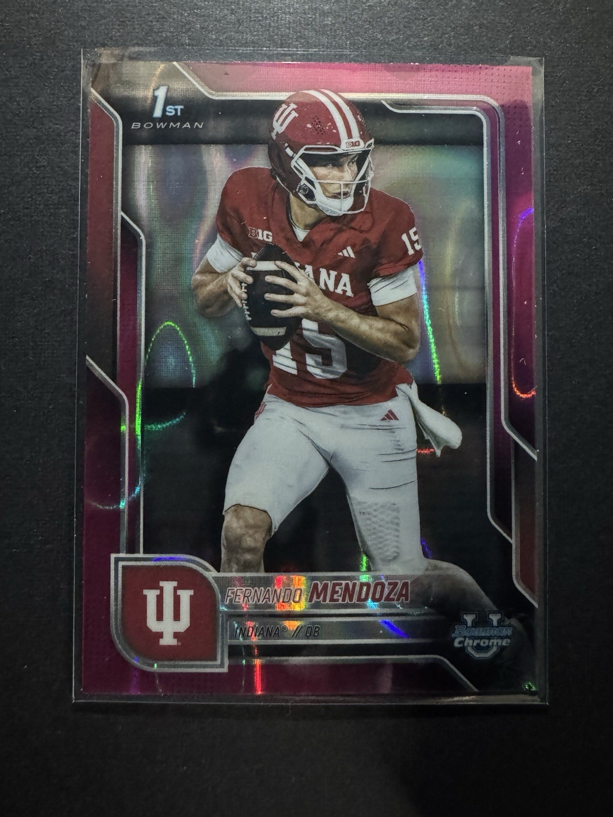 2025 Bowman University Chrome Fernando Mendoza #109 Pink Lava Refractor (RC)