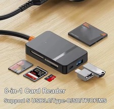 Memory Card Reader 8 in 1 USB 3.0 and USB-C to SD Micro SD MS CF Card Reader