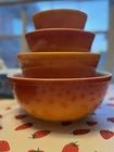 🔥🔥🔥HTF PYREX  Nesting Bowls Flameglo Orange Ombre 401 402 403 404 Lot of  4