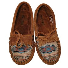 Near Mint Minnetonka El Paso II Moccasins Southwestern Aztec Baha Mocs Women's 7