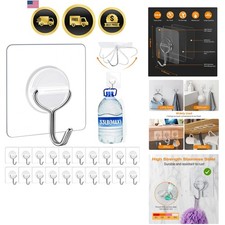 Adhesive Wall Hooks for Hanging Heavy Duty 33lbMax, Waterproof and Rustproof ...