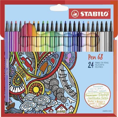 Premium-Filzstift - STABILO Pen 68 - 24er Pack - mit 24 verschiedenen Farbe
