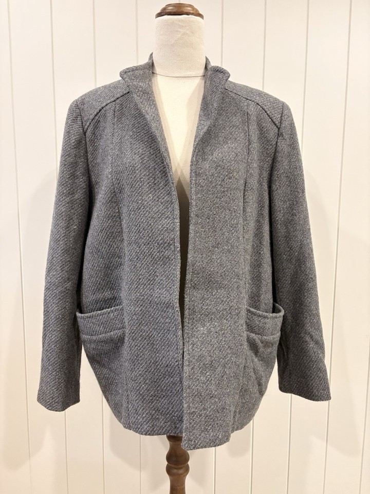 Vintage Sophia Melbourne Size ~10/12 Dark Grey Wool Crop Jacket Boxy Fit