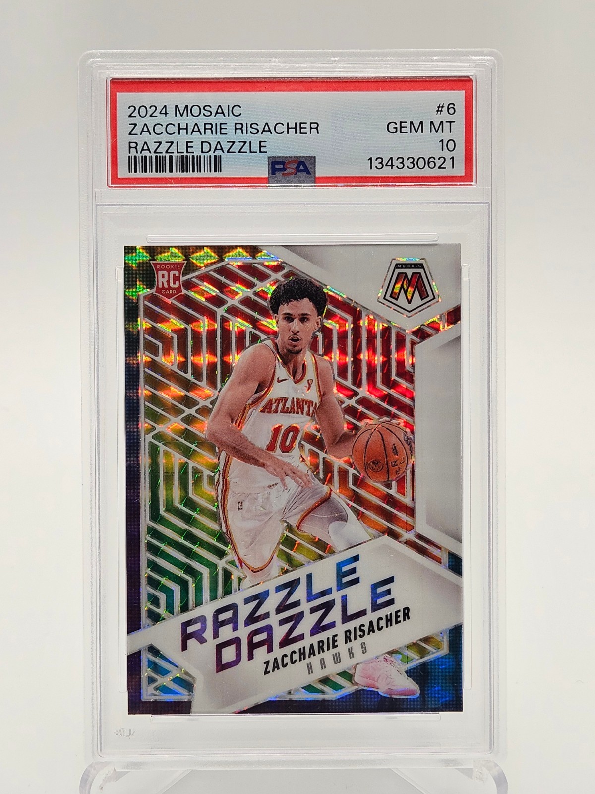 2024 Mosaic Zaccharie Risacher #6 Razzle Dazzle SSP (RC) PSA 10