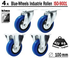 Blue Wheels Industrie Transport Lenk Rollen 4 x Ø 100mm Le-Bo/ BS-Rollen Germany