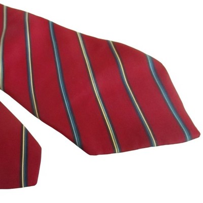 Vintage Mens Silk Neck Tie 3.25  56'' Striped Prep School Red Yves Saint Laurent