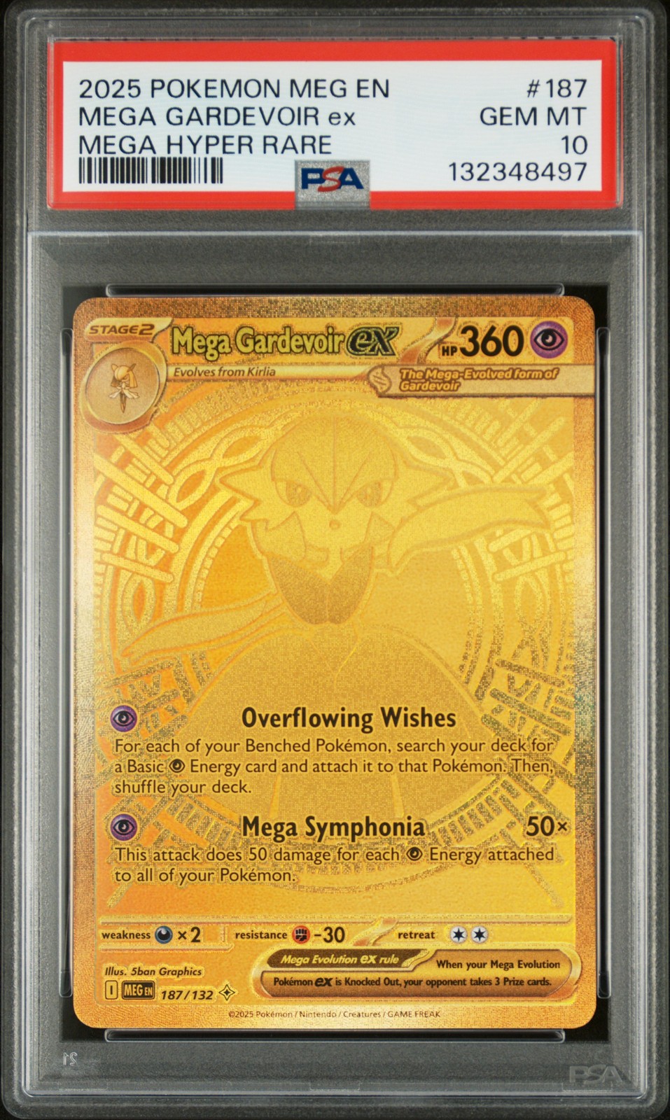 2025 POKEMON MEG EN-MEGA EVOLUTION MEGA HYPER RARE #187 MEGA GARDEVOIR EX PSA 10