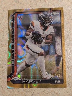 RJ Harvey 2025 Topps Chrome Gold Lava /50 50 of 50 Bookend, Super Clean!