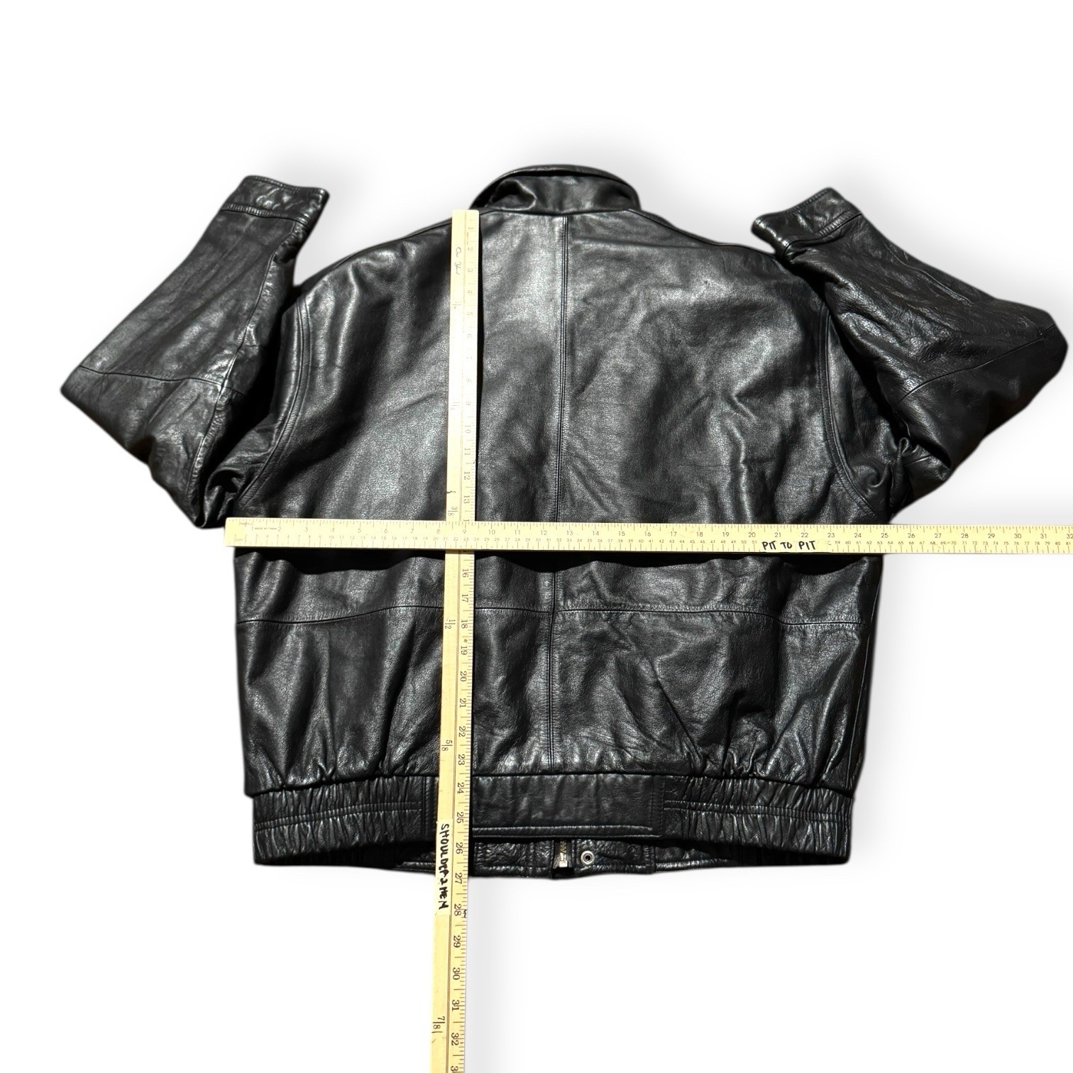 VTG Members Only Leather Bomber Jacket Mens Large Black Genuine Leather 90s Y2K image 2