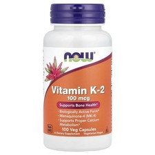 Now Foods Vitamin K-2 100 mcg 100 Veg Capsules GMP Quality Assured, Kosher,