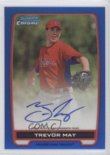 2012 Bowman Chrome Prospects Blue Refractor 25/150 Trevor May #BCA-TM Auto 2x6