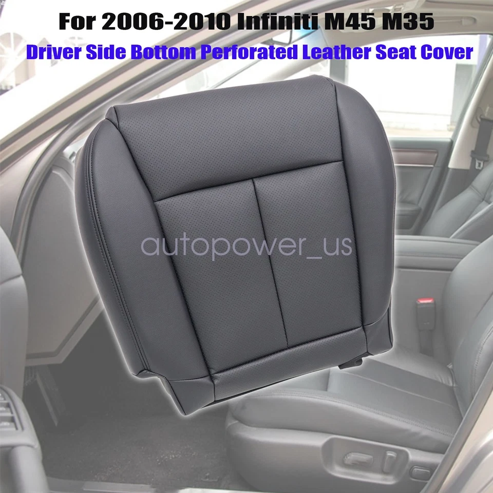 Cubierta de asiento de cuero de repuesto negra para Infiniti M35 M45 2006-10 Foto 3 de 4