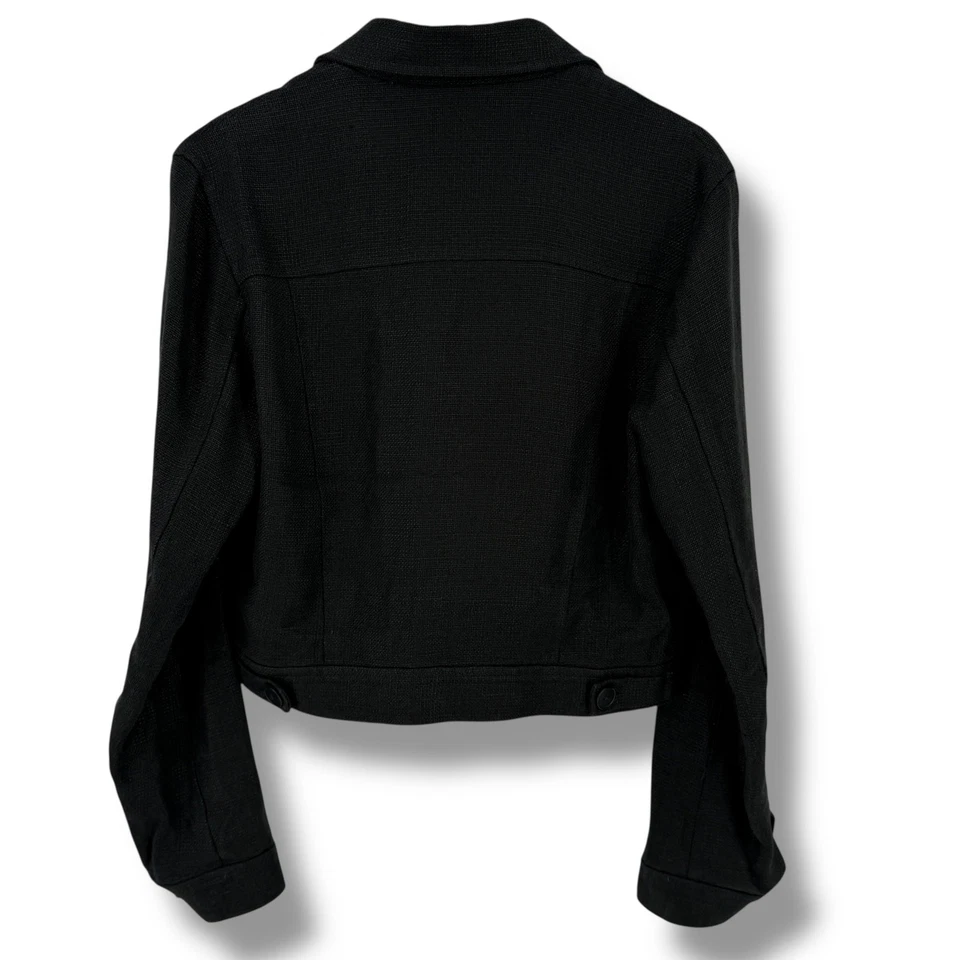 Chaqueta corta Ralph Lauren Purple Label Collection 100 % lino negra talla 10 EE. UU. Foto 2 de 4