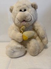 Large White monkey with banana plush stuffed animal 15" Vintage Read