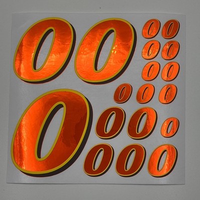 Orange Chrome Hologram Yell/black Number 0's Racing Vinyl Decal Sheet 1/16-1/8th