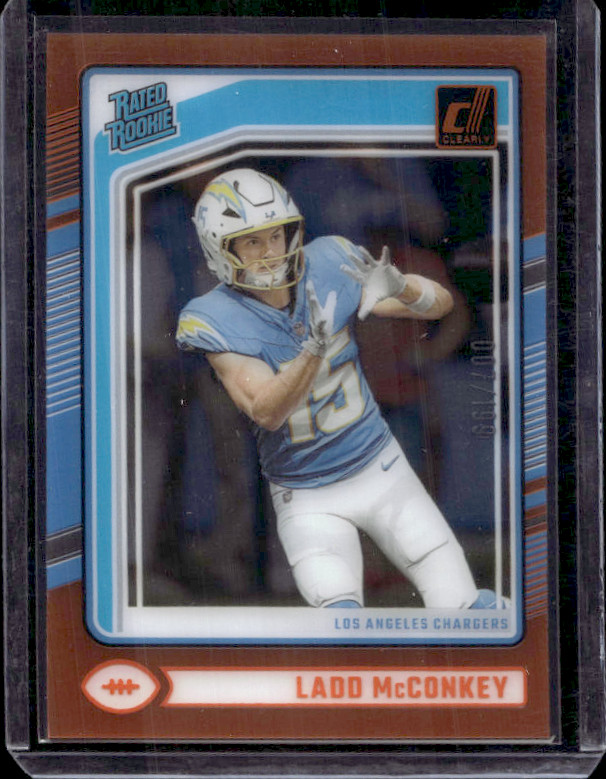 2024 Donruss Clearly Ladd McConkey Orange #/199 Rated Rookie