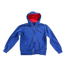 Polo Ralph Lauren Zip Up Hoodie Kids Large 14-16 Blue Red Pony Logo Sweatshirt