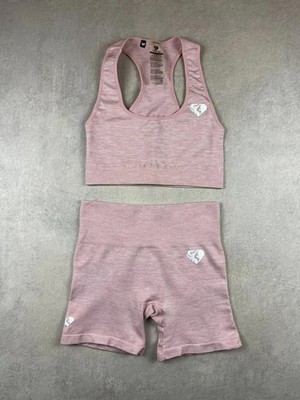 Set 's Best Seamless Set - Sport BH + Short Gym Outfit Pink S W