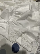 Sferra Italy New (2pc) Full Fitted +Bed Skirt 100% Sateen White Lace European