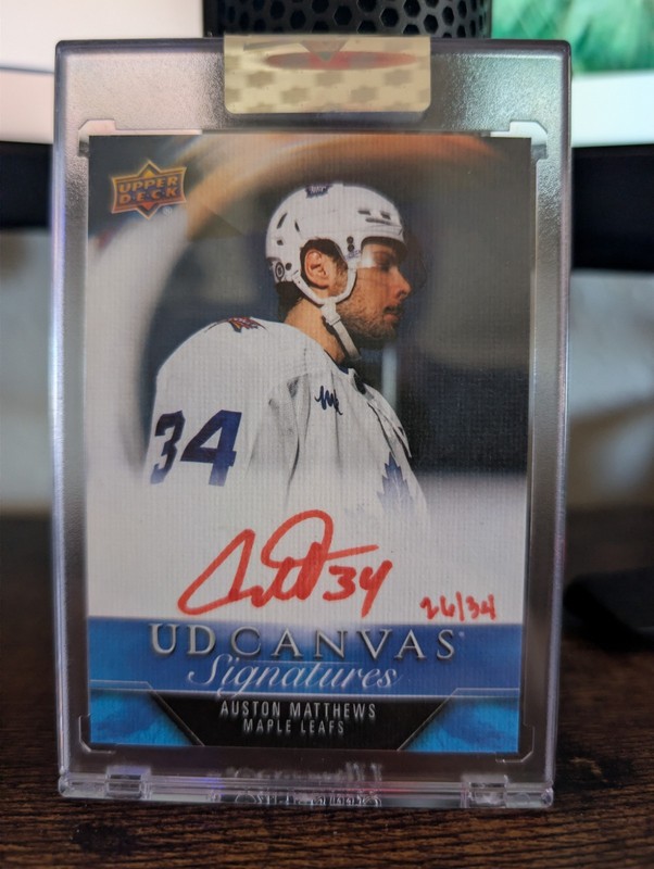 Auston Matthews 2023-24 Clear Cut UD Canvas Signatures Auto RED INK/34