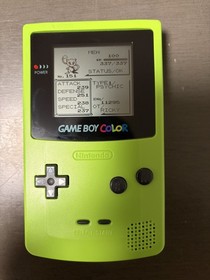 Used Nintendo Game Boy Color Kiwi Lime Green  System Games Pokemon Red & Silver