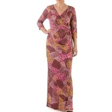 24/7 Boho Animal Print Patchwork Bodycon Maxi Dress Size M NWT Faux Wrap Fitted
