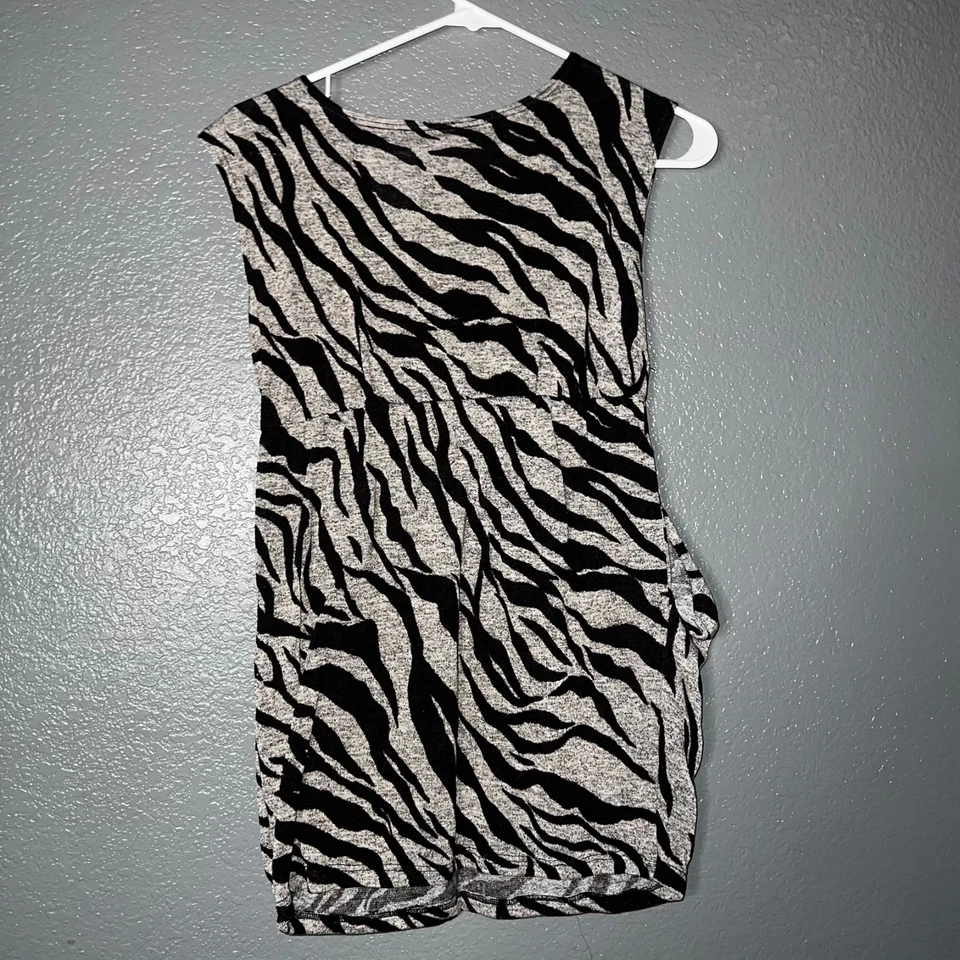 Camiseta túnica sin mangas con estampado de cebra para mujer mediana elástica informal sin mangas M Foto 4 de 4