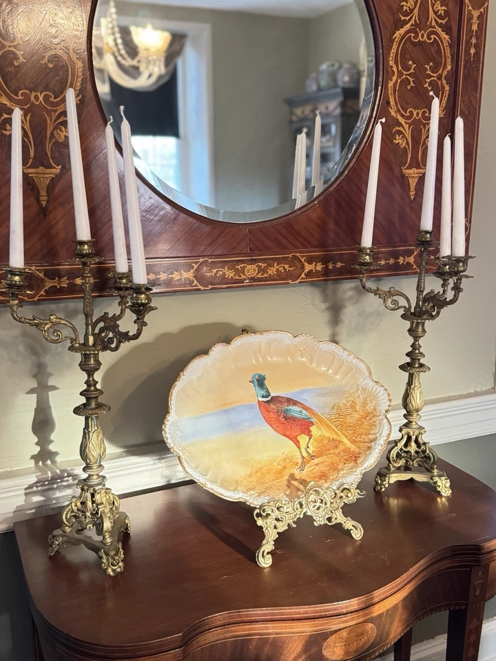 Par de Candelabros 5 Luces Estilo Antiguo Latón - Elegancia Renacimiento Rococó Foto 4 de 4