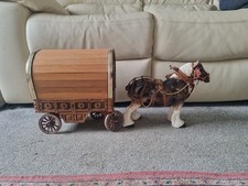 Vintage Ornamental Horse and Wooden Cart