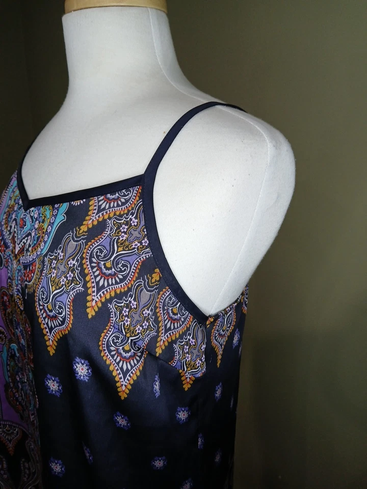 Camiseta sin mangas Express pequeña ajustable con tirantes elegante capas azul cachemira suelta Foto 3 de 4