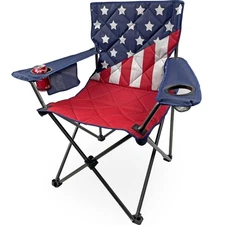 Black SierraXL American Flag Camping Chair Oversized Patriotic Foldable