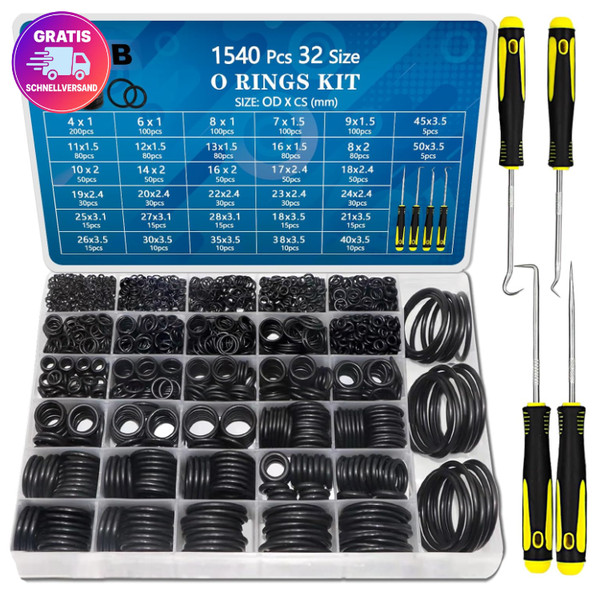 O-Ringe Set 1540 StüCk Nitril Gummi Sortiment Mit 4 Picks FüR Wasserhahn 4-50 Mm-image