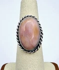 Vintage Taxco Mexico Sterling Silver 925 Pink Opal Large Statement Ring Size 6