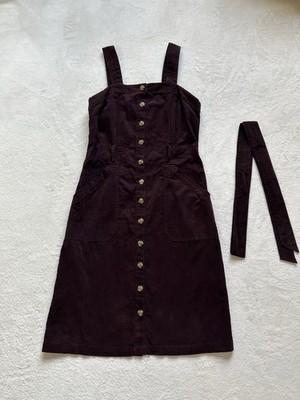 Universal Thread Womens Corduroy Brown Pockets Sleeveless Button Up Dress Size S