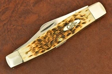 CASE XX USA 2009 AMBER JIGGED BONE JUMBO STOCKMAN KNIFE 6375 CV (20474)