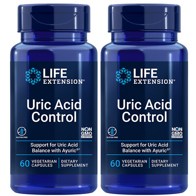 Life Extension Uric Acid Control 2X60Caps Ayuric 500mg Terminalia bellerica Gout