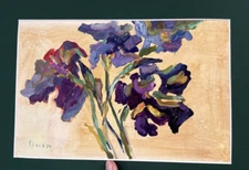 Original Painting purple iris    Art Impressionistic Oil 8 x 12 inch