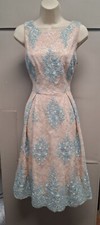 Adrianna Papell Ivory Sage Embroidered Lace Sequin Fit Flare Cocktail Dress SZ 4