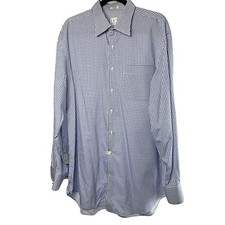 Peter Millar Mens Sz XL Long Sleeve Button Down Shirt Blue Check 100 Cotton