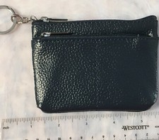 Deep Blue - 2 Zipper Pockets Key Ring Coin Purse Wallet, Keeper pouch. Lining.