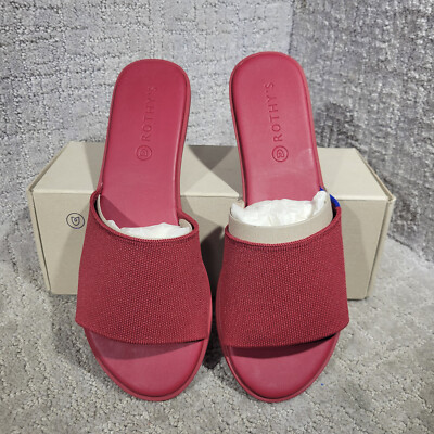Rothy s The Slide Red Sangria Comfortable Flat Sandals Women s Multiple Sizes