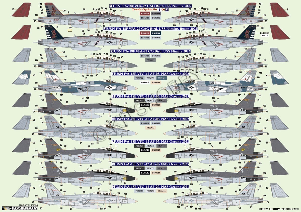 DXM decal 1/48 USN F/A-18E/F Super Hornet VFA-22 
