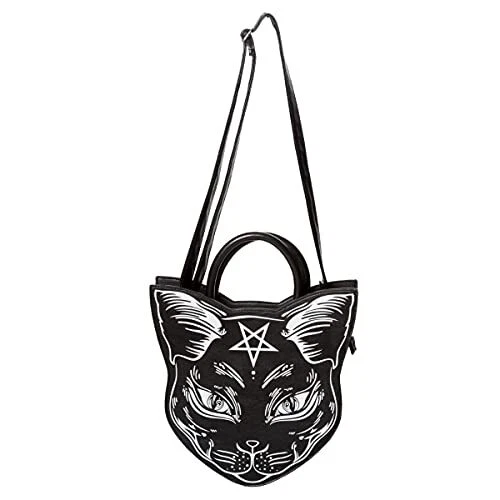 Lost Queen Women's Gothic Nemesis Handbag Black Cat Pentagram Crossbody Bag  | eBay