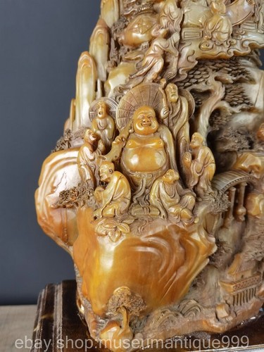 25.2" Chinese Natural Tianhuang Shoushan stone Carving Eighteen Arhat Statue - Picture 7 of 9