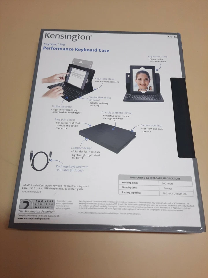 Kensington Keyfolio Pro Performance Keyboard Case (fits iPad & iPad2) - Image 3 of 3