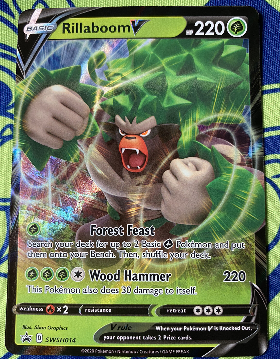 Pokémon TCG Rillaboom V SWSH Black Star Promo SWSH014 Holo Promo